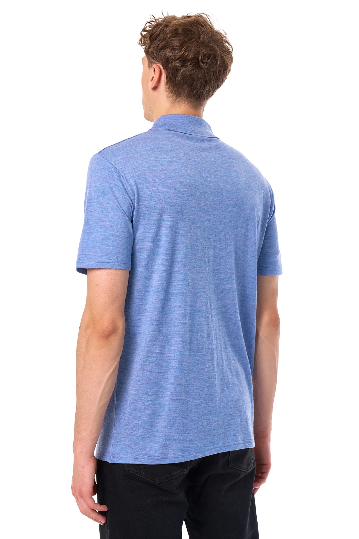 Men's Merino Half Zip Polo Deep Blue — view 2