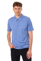 Men's Merino Half Zip Polo Deep Blue