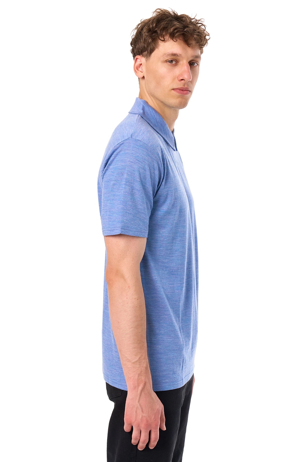 Men's Merino Half Zip Polo Deep Blue — view 5