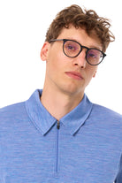 Men's Merino Half Zip Polo Deep Blue — view 6