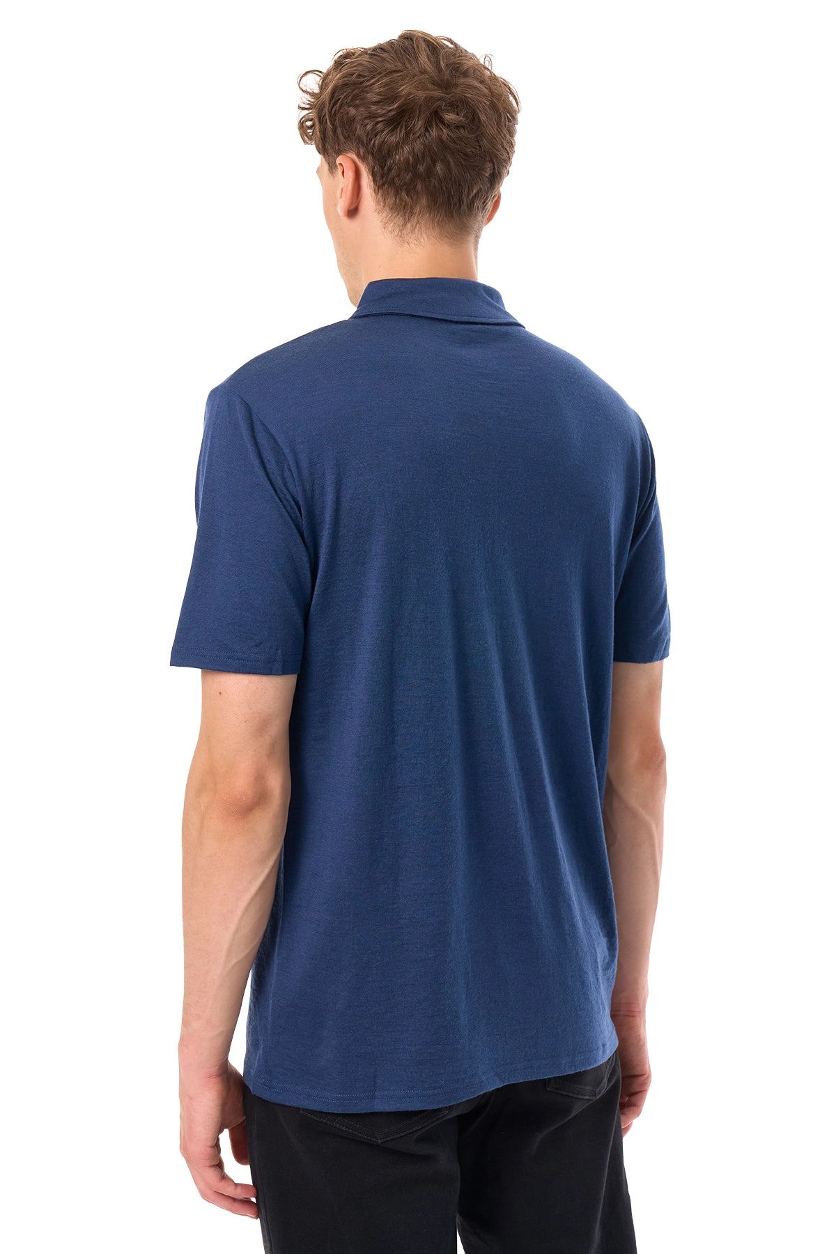 Men's Merino Half Zip Polo Navy — view 2