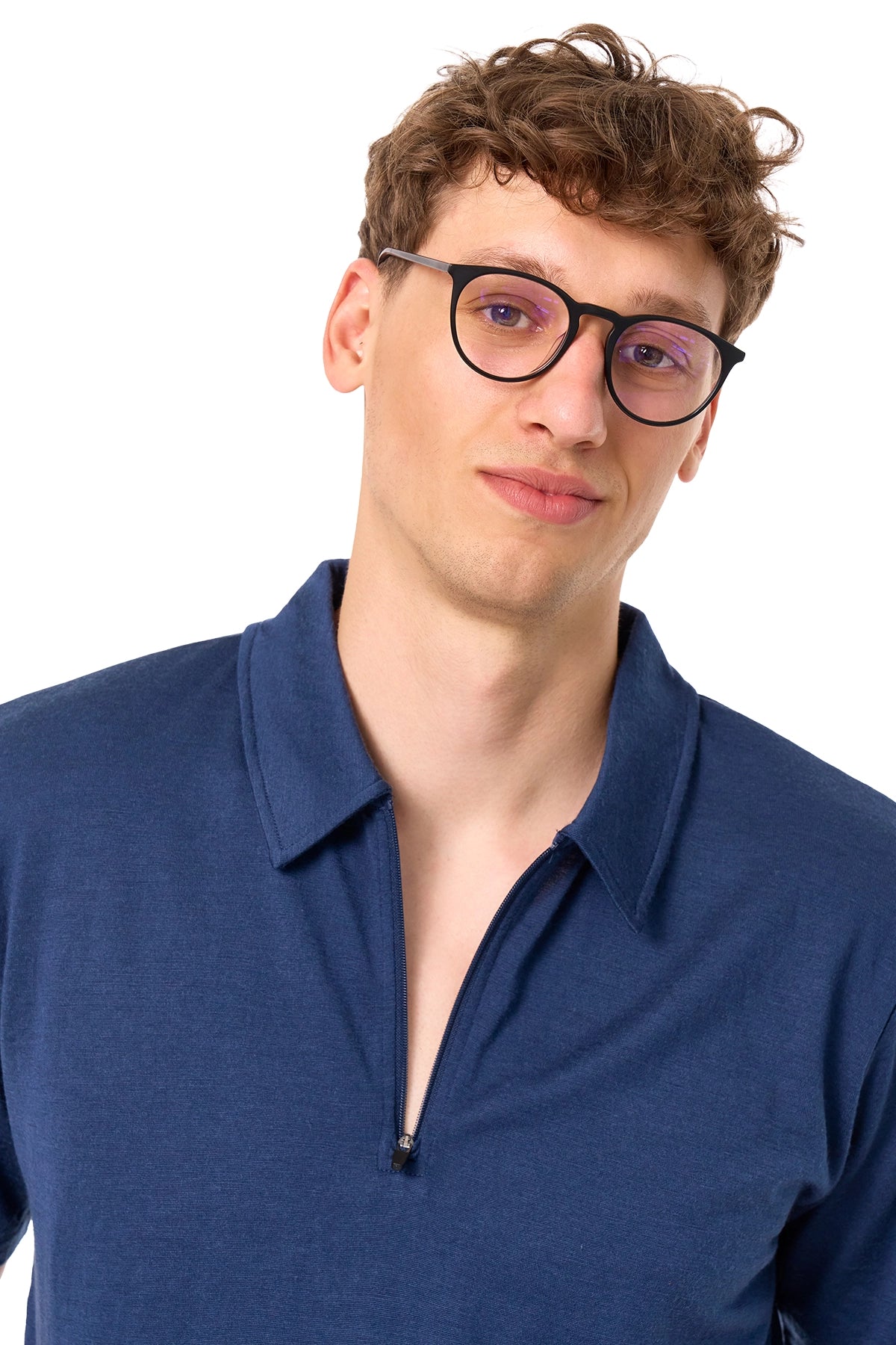 Men's Merino Half Zip Polo Navy — view 6