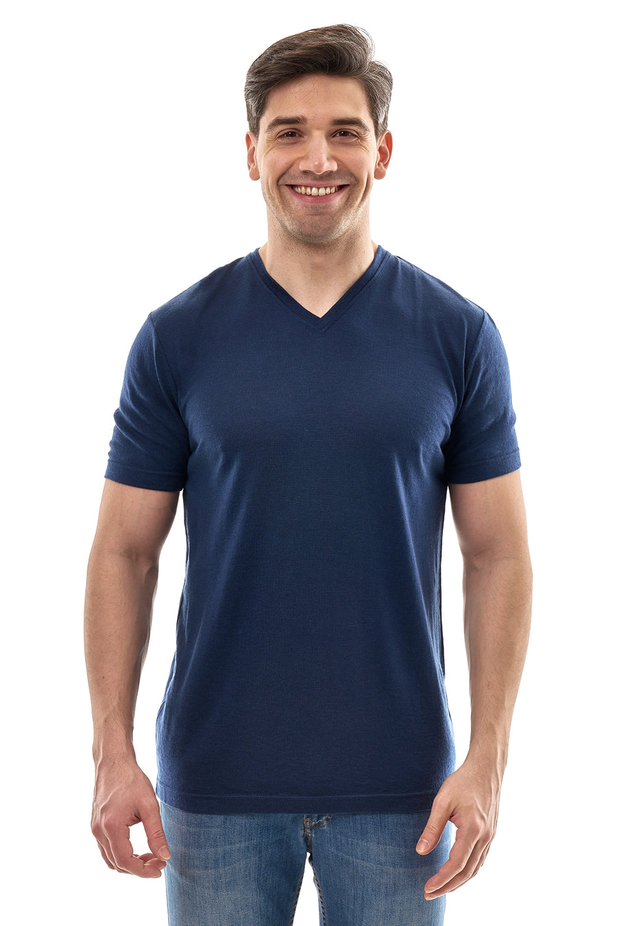 Men's Merino Sport T-shirt Deep Navy V-Neck