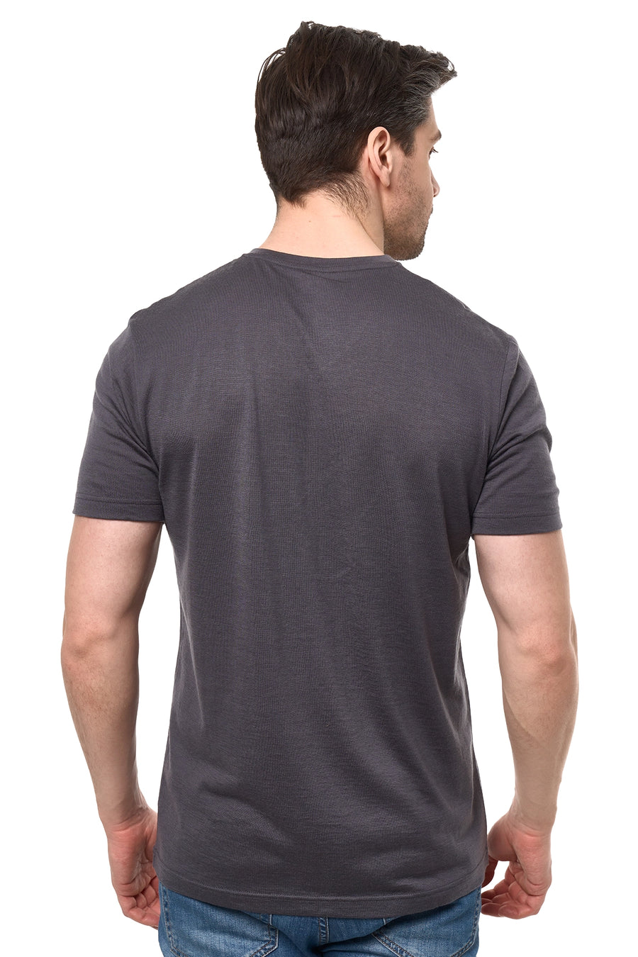 Men's Merino Sport T-shirt Dark Charcoal V-Neck — view 2