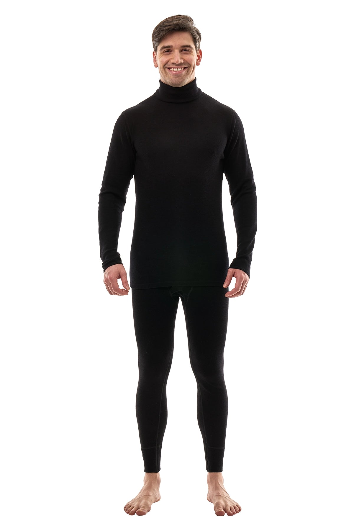 Men's Merino Turtleneck Thermal Set 250 Black High Neck