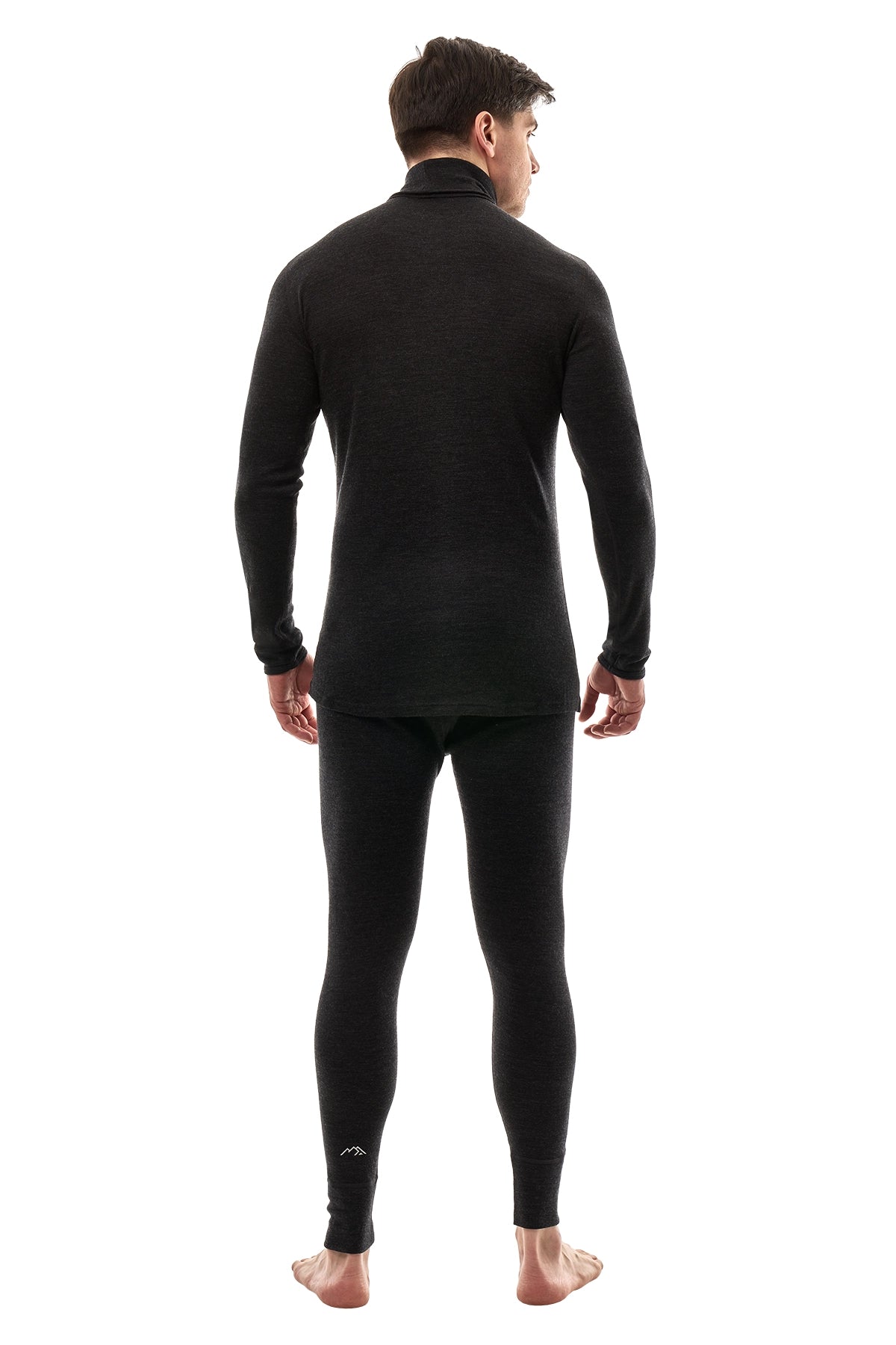 Men's Merino Turtleneck Thermal Set 250 Charcoal Grey High Neck — view 2
