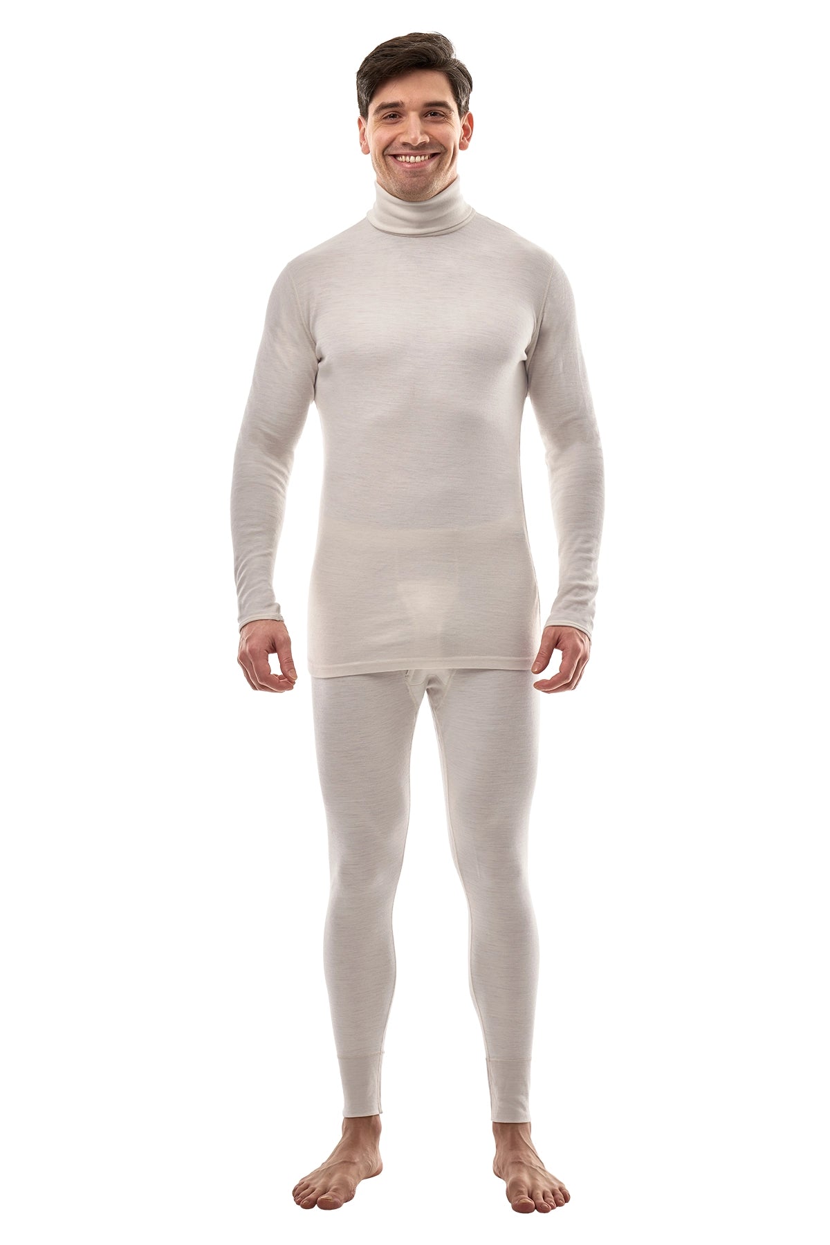 Men's Merino Turtleneck Thermal Set 250 Light Grey High Neck