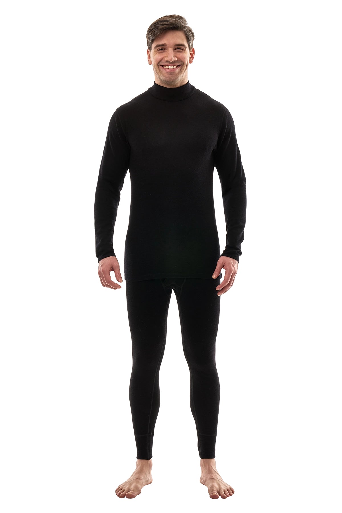 Men's Merino Turtleneck Thermal Set 250 Black Low Neck