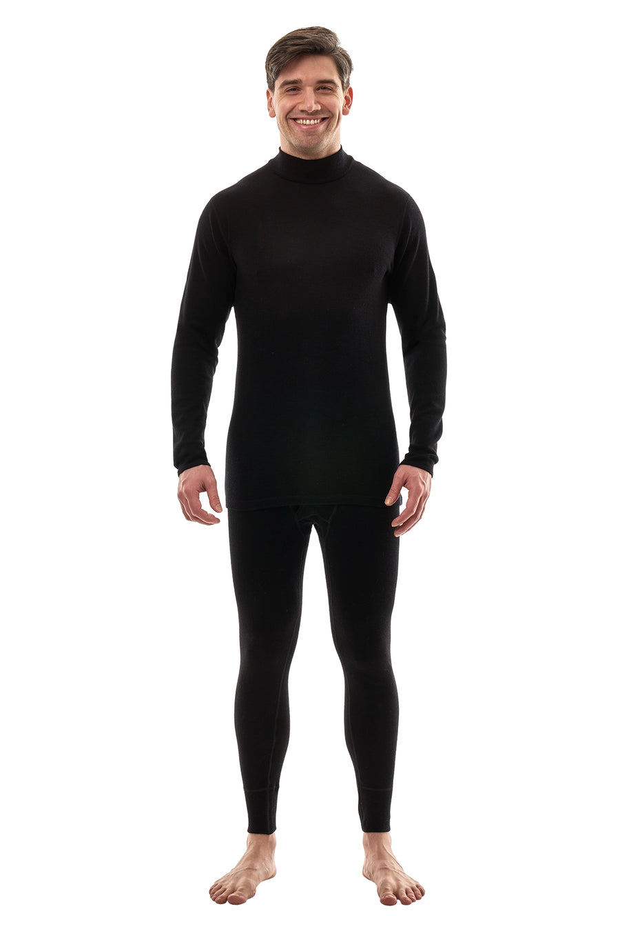 Men's Merino Turtleneck Thermal Set 250 Black Low Neck