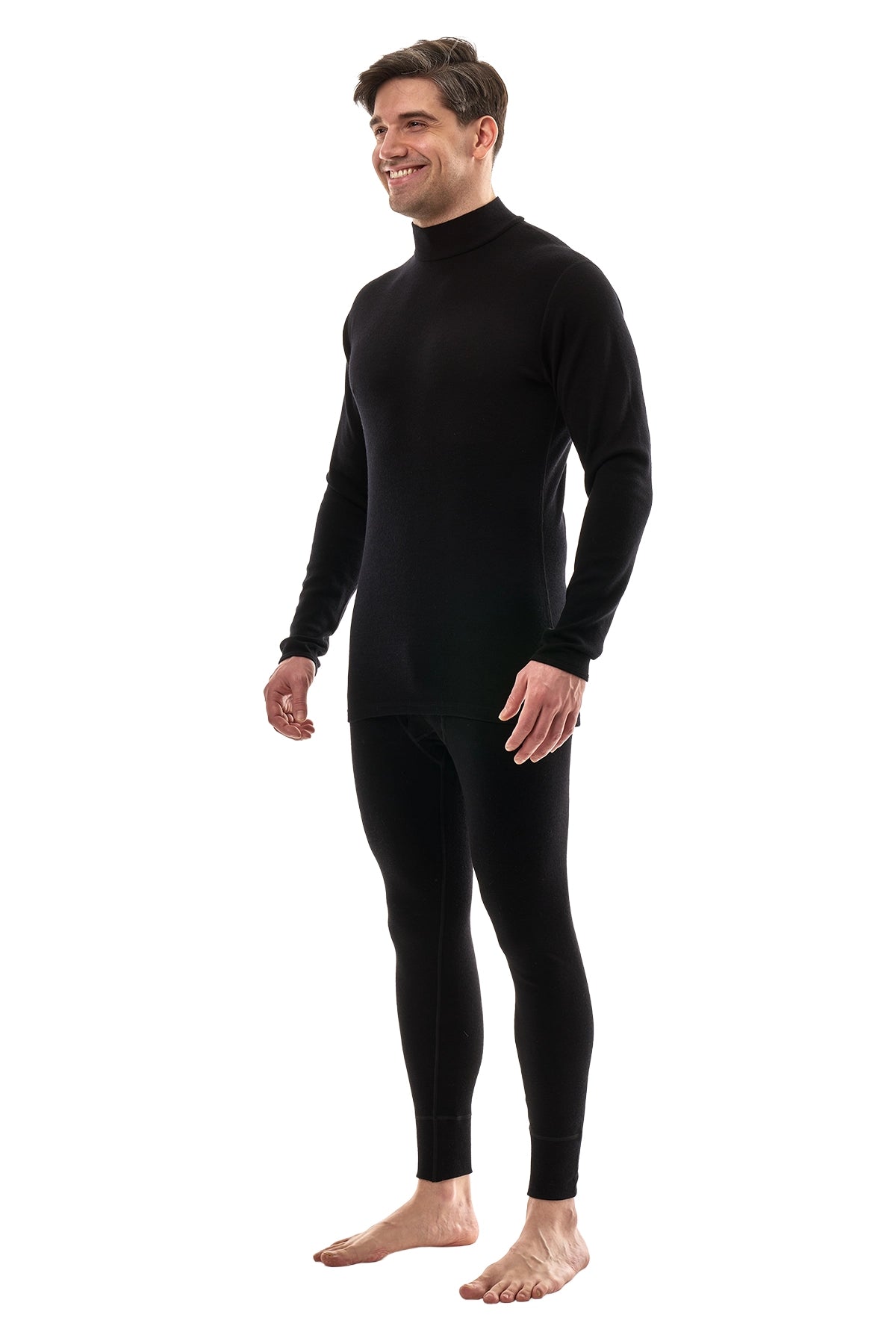 Men's Merino Turtleneck Thermal Set 250 Black Low Neck — view 3