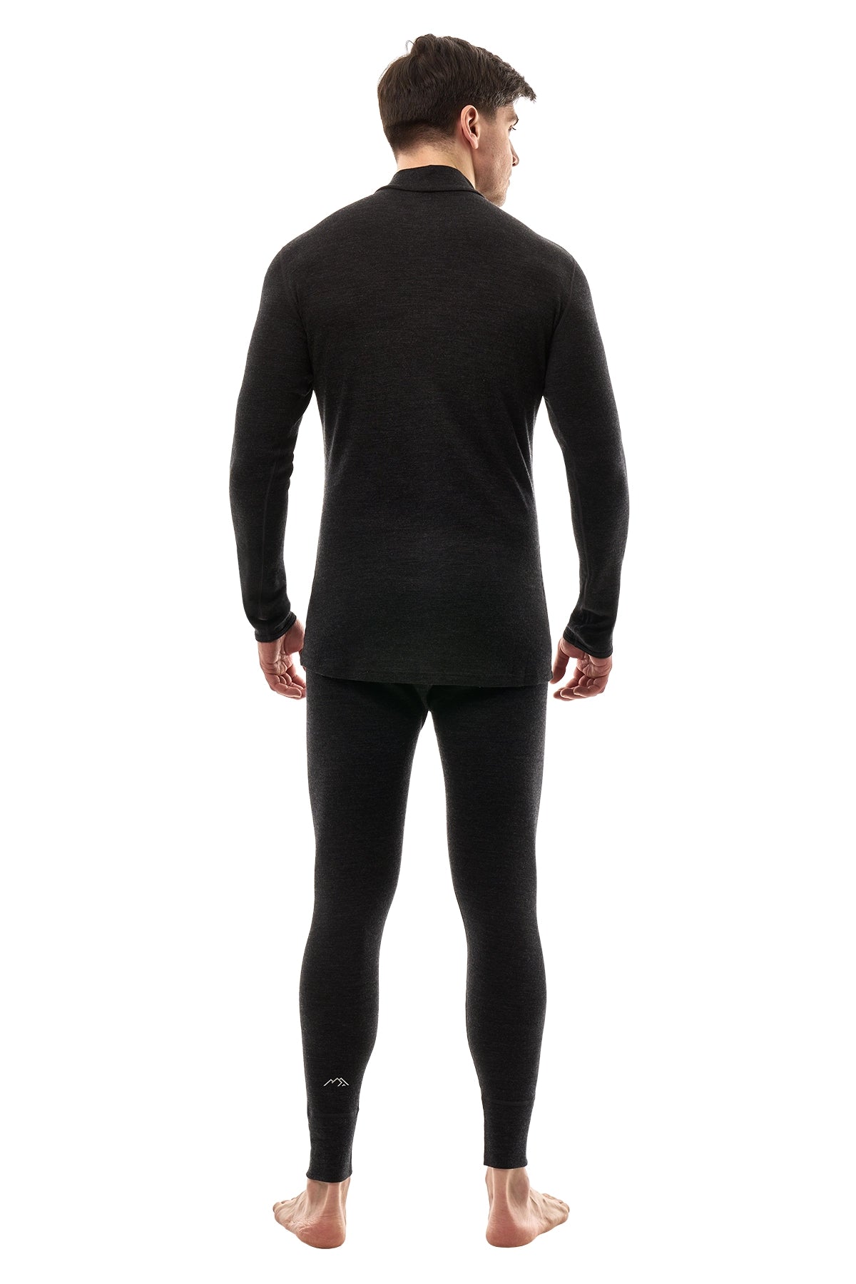 Men's Merino Turtleneck Thermal Set 250 Charcoal Grey Low Neck — view 2