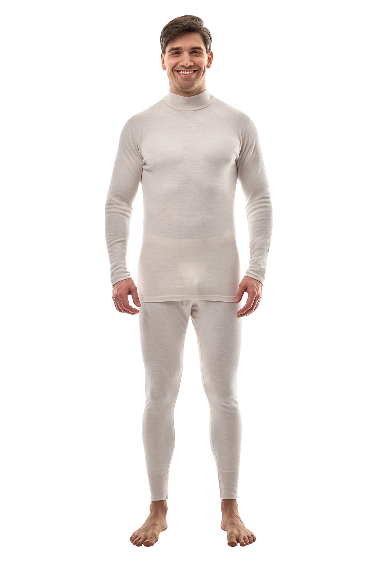 Men's Merino Turtleneck Thermal Set 250 Light Grey Low Neck