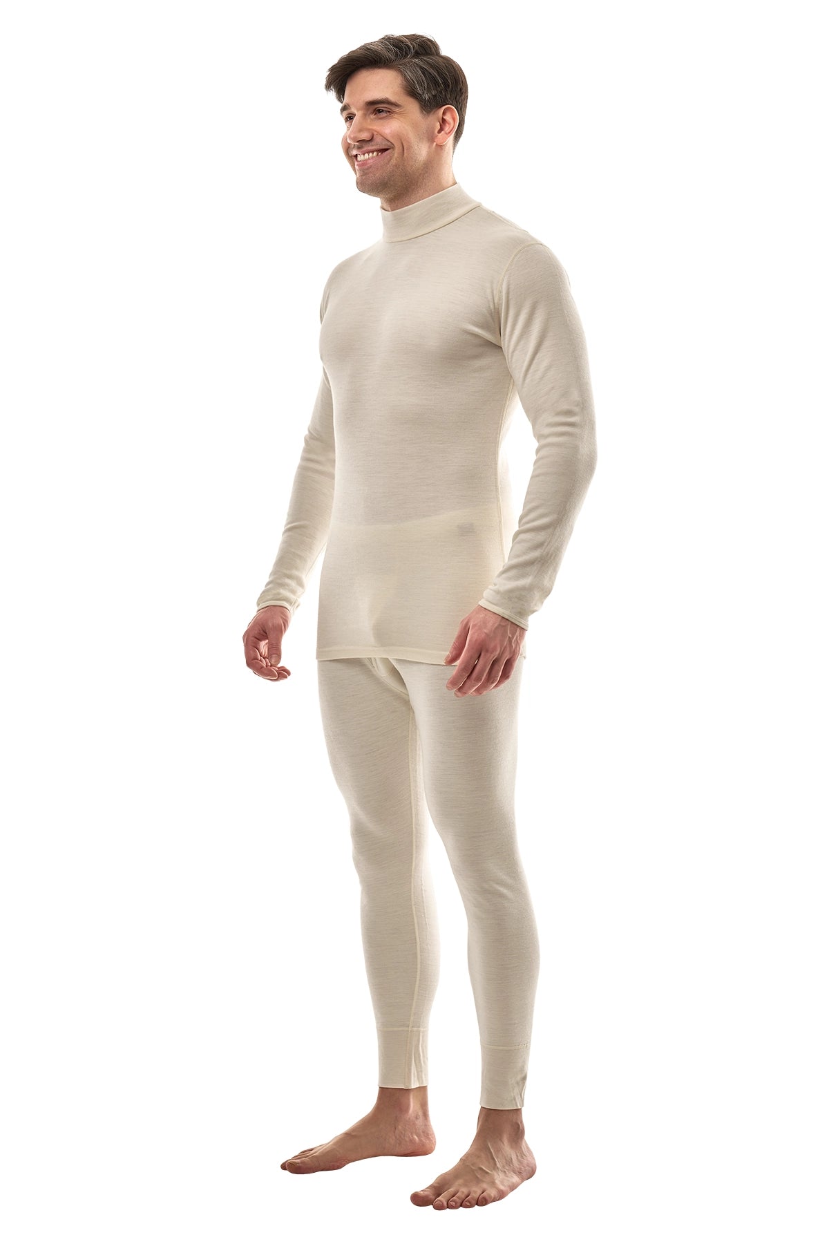 Men's Merino Turtleneck Thermal Set 250 Natural White Low Neck — view 3