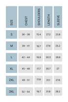 Men's merino long sleeve size chart
