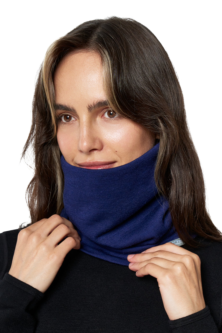 Merino Double-Layer Neck Gaiter Navy Blue — view 3