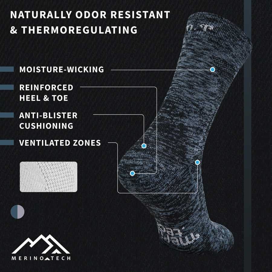 Merino Wool Hiking Socks, 2 pack, Winter Sky — view 2