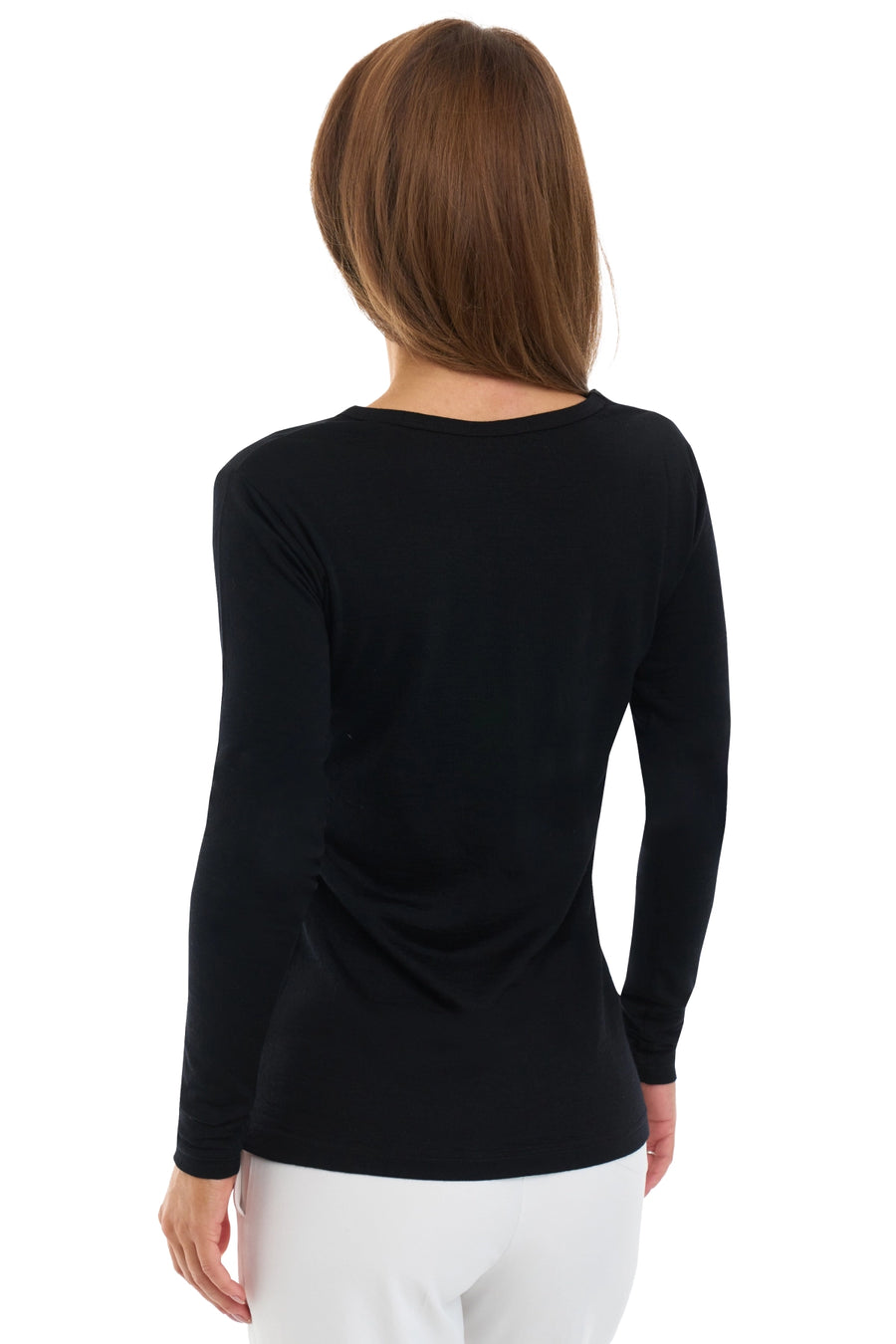 Women's Merino Long Sleeve 190 Black | Scoop Neck