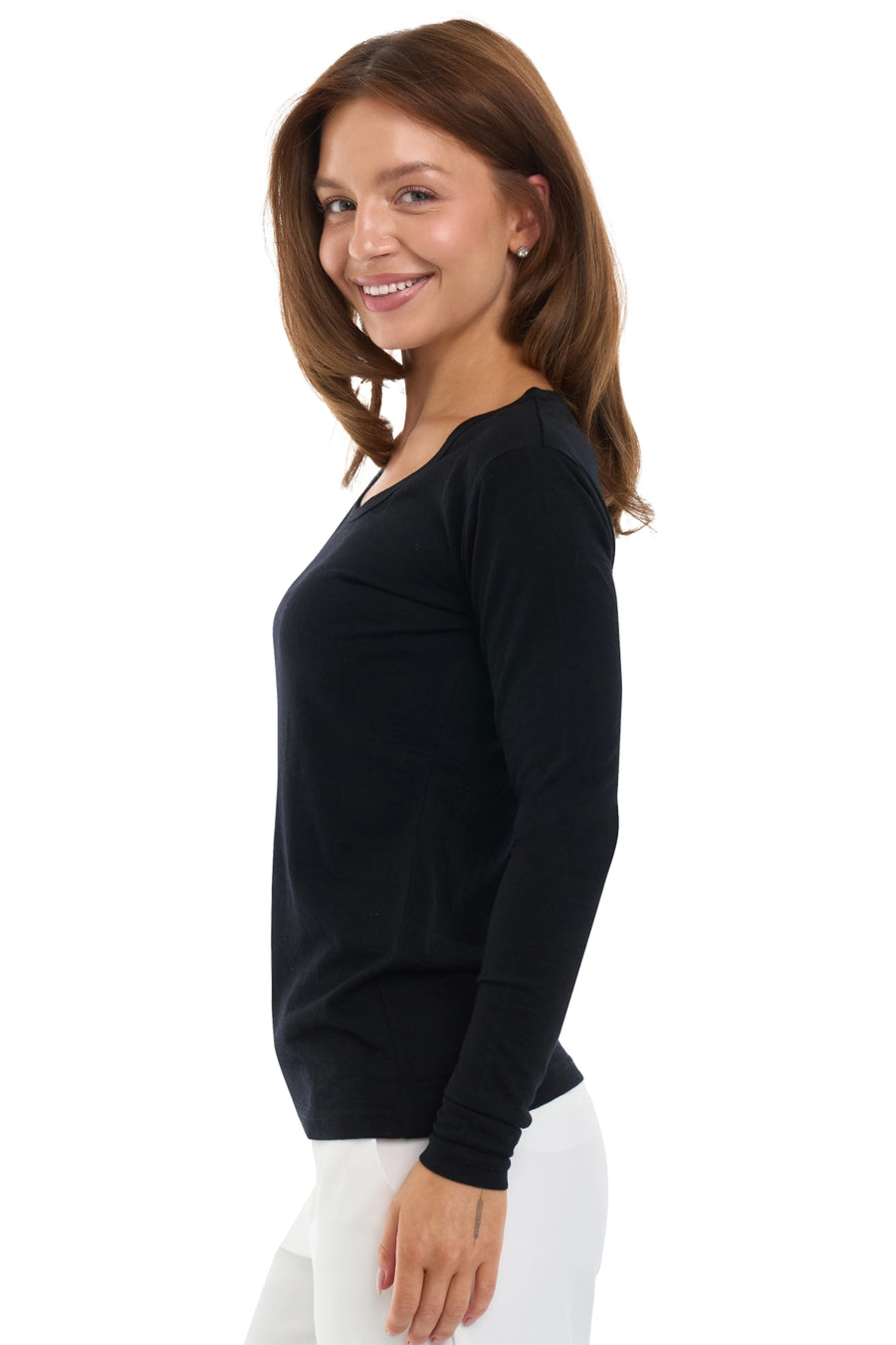 Women's Merino Long Sleeve 190 Black | Scoop Neck