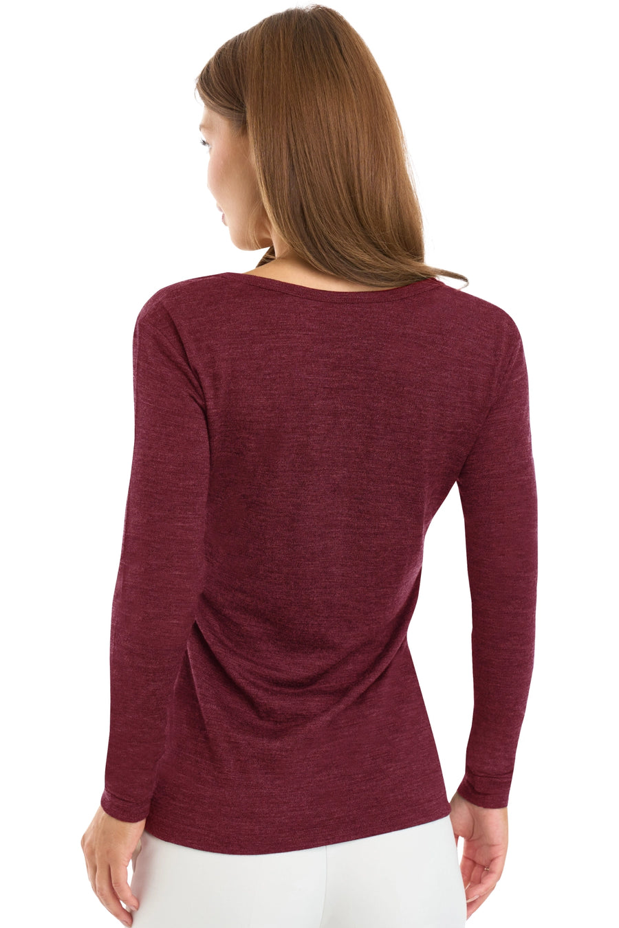 Women's Merino Long Sleeve 190 Burgundy | Scoop Neck