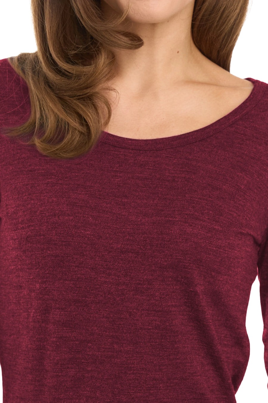 Women's Merino Long Sleeve 190 Burgundy | Scoop Neck