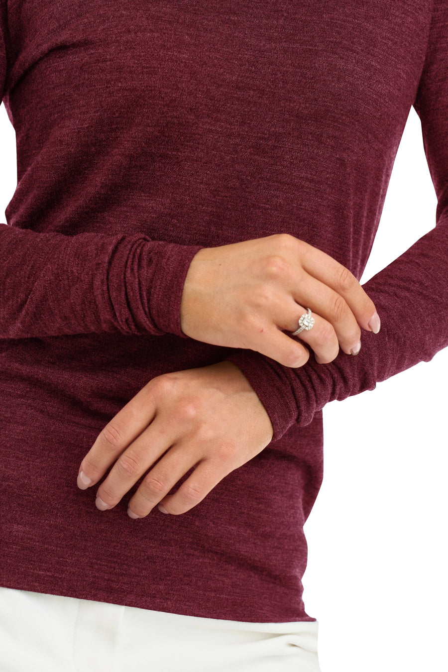 Women's Merino Long Sleeve 190 Burgundy | Scoop Neck