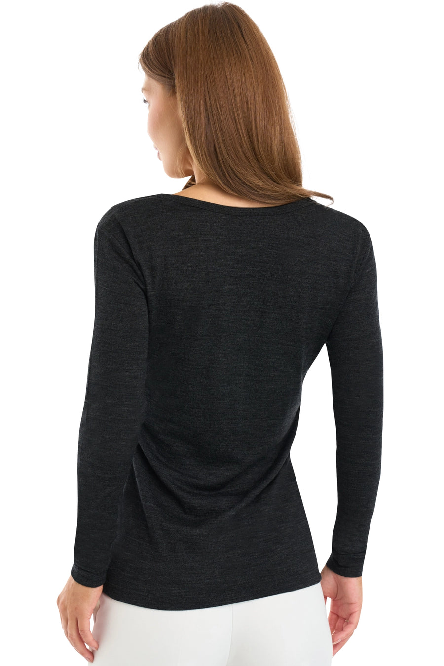 Women's Merino Long Sleeve 190 Charcoal Grey | Scoop Neck