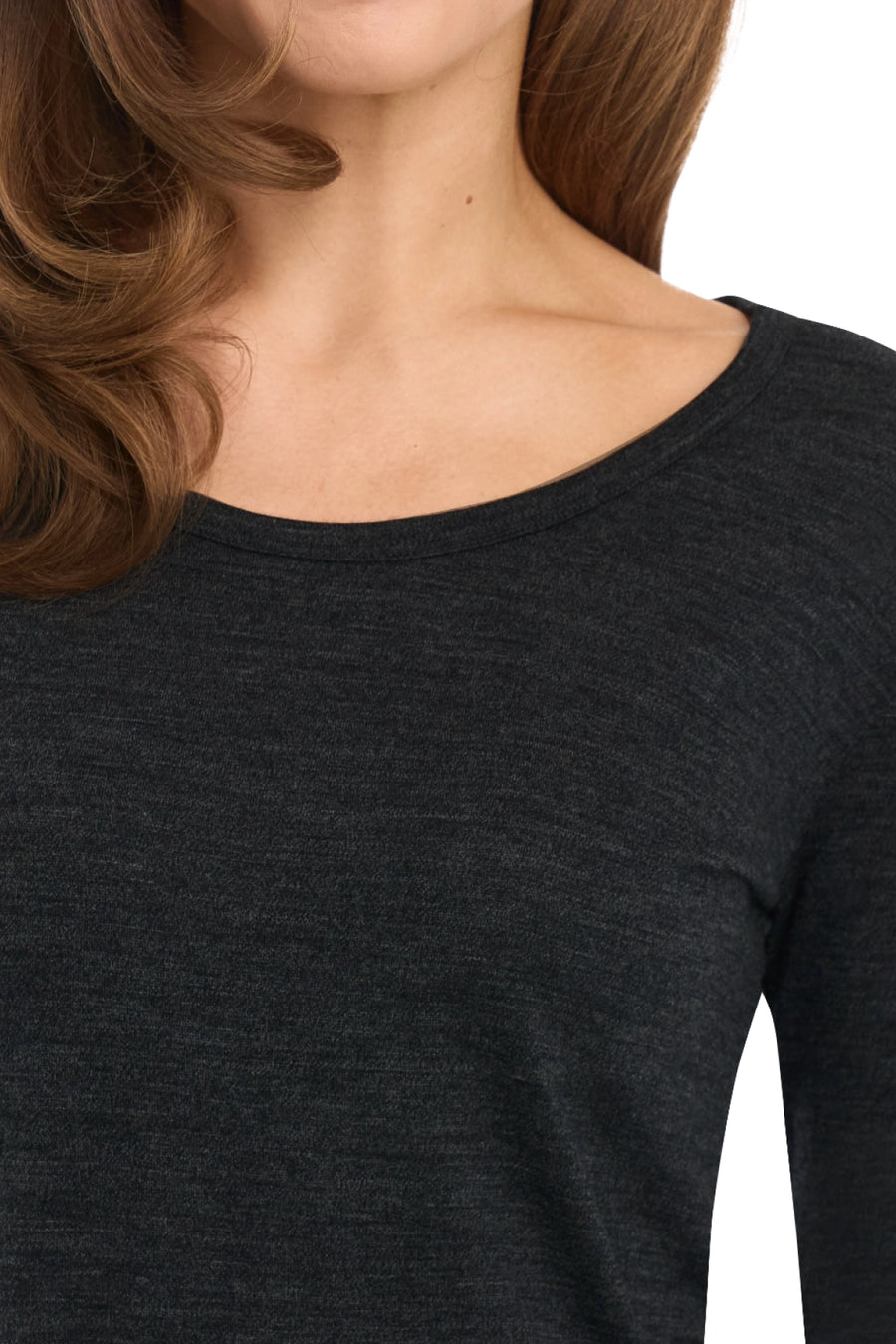 Women's Merino Long Sleeve 190 Charcoal Grey | Scoop Neck