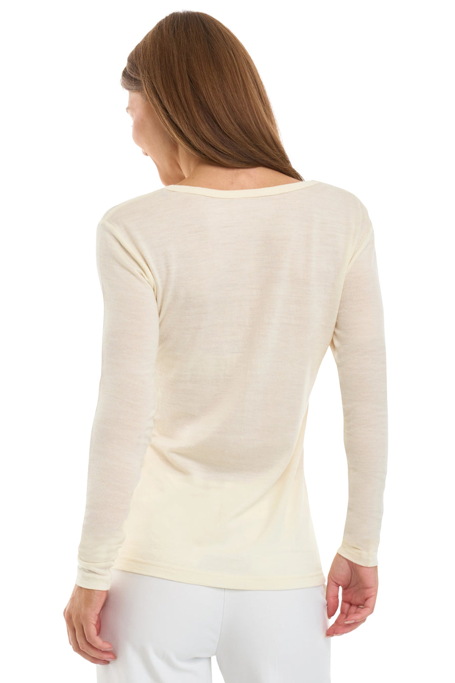 Camiseta Merino Manga Larga Mujer 190 Crudo | Escote Redondo