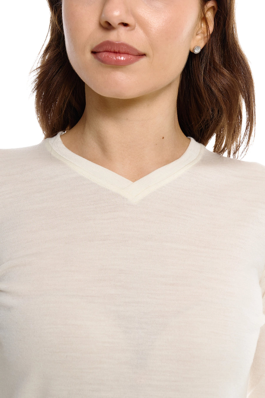 Women's Merino Long Sleeve 190 Creamy V-Neck — view 4