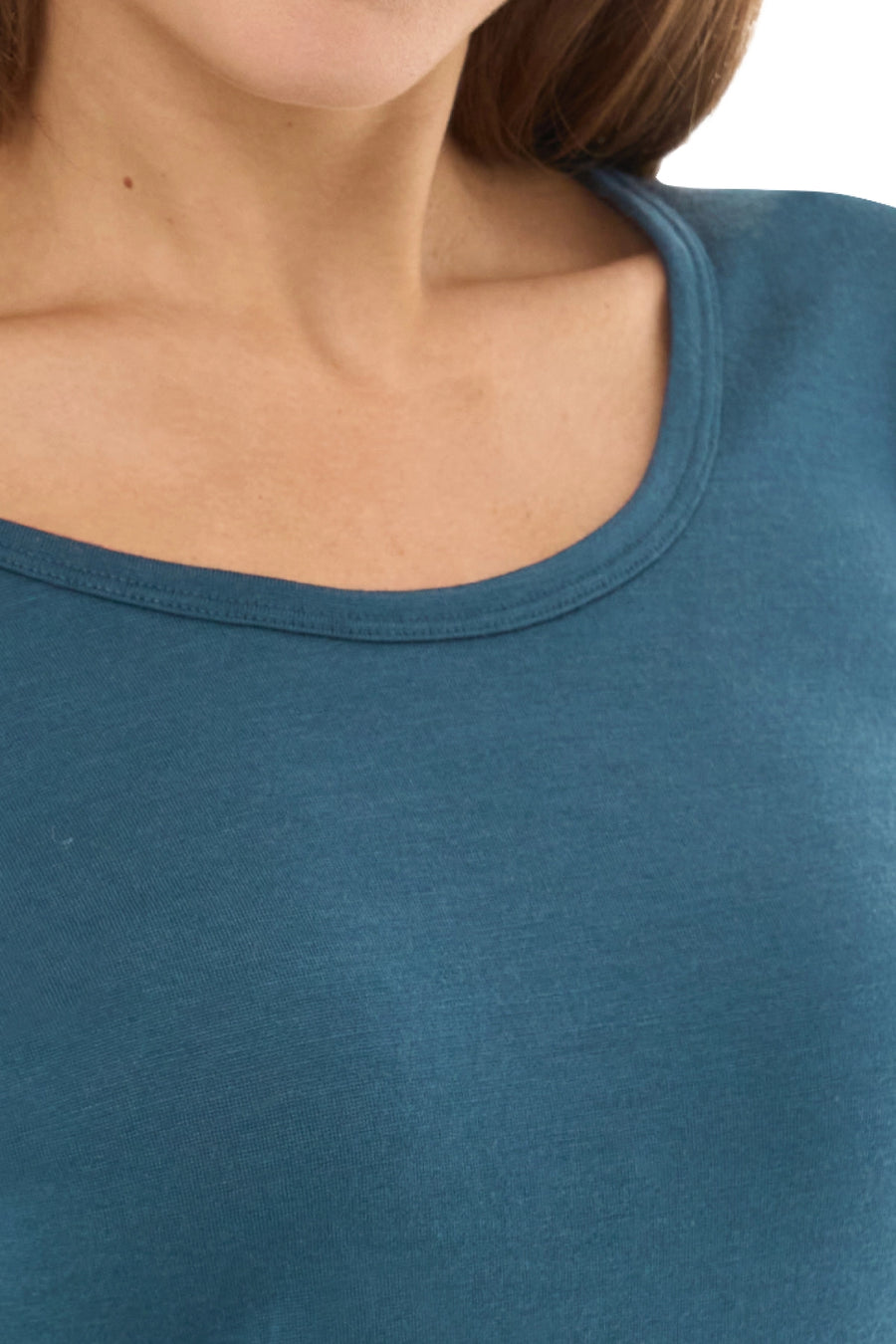Camiseta de manga larga Merino para mujer 190 Denim | Escote redondo