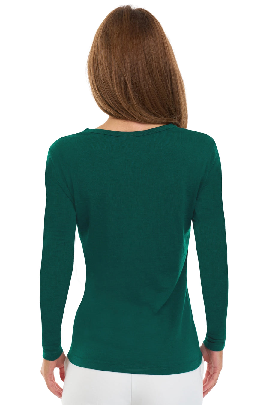 Mujer Manga Larga Merino 190 Verde Bosque | Escote Redondo
