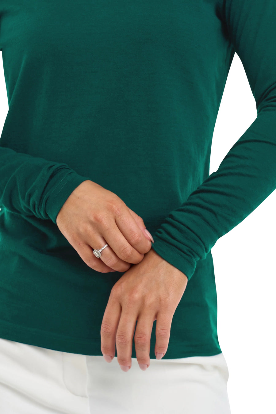 Mujer Manga Larga Merino 190 Verde Bosque | Escote Redondo
