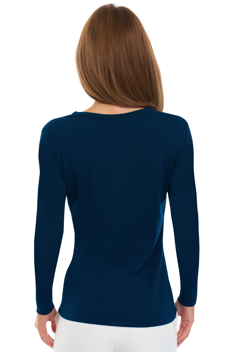 Manga Larga de Merino para Mujer 190 Azul Marino | Escote Redondo