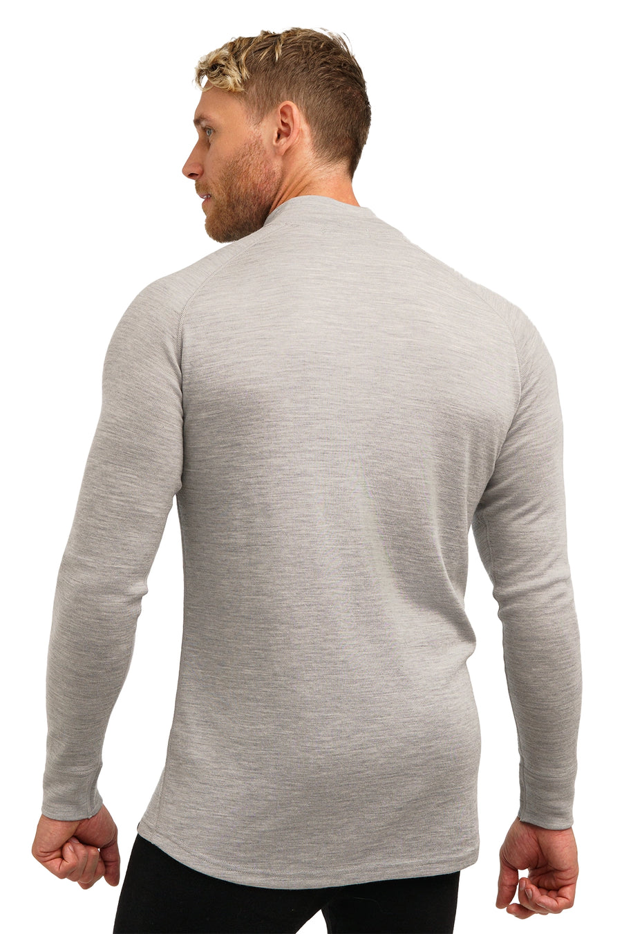 Men's Merino Half Zip Long Sleeve 320 Melange Grey — view 2