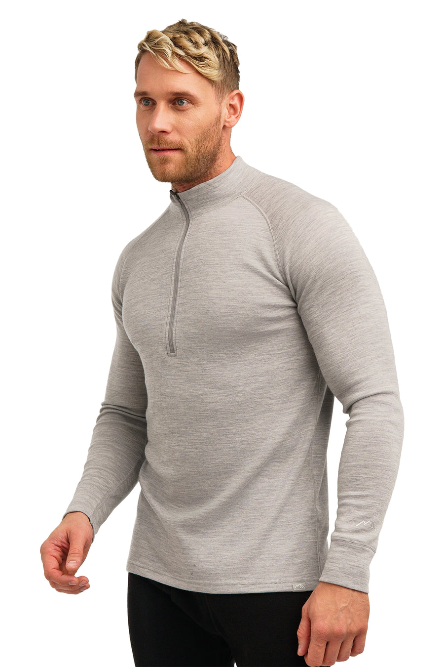 Men's Merino Half Zip Long Sleeve 320 Melange Grey — view 3