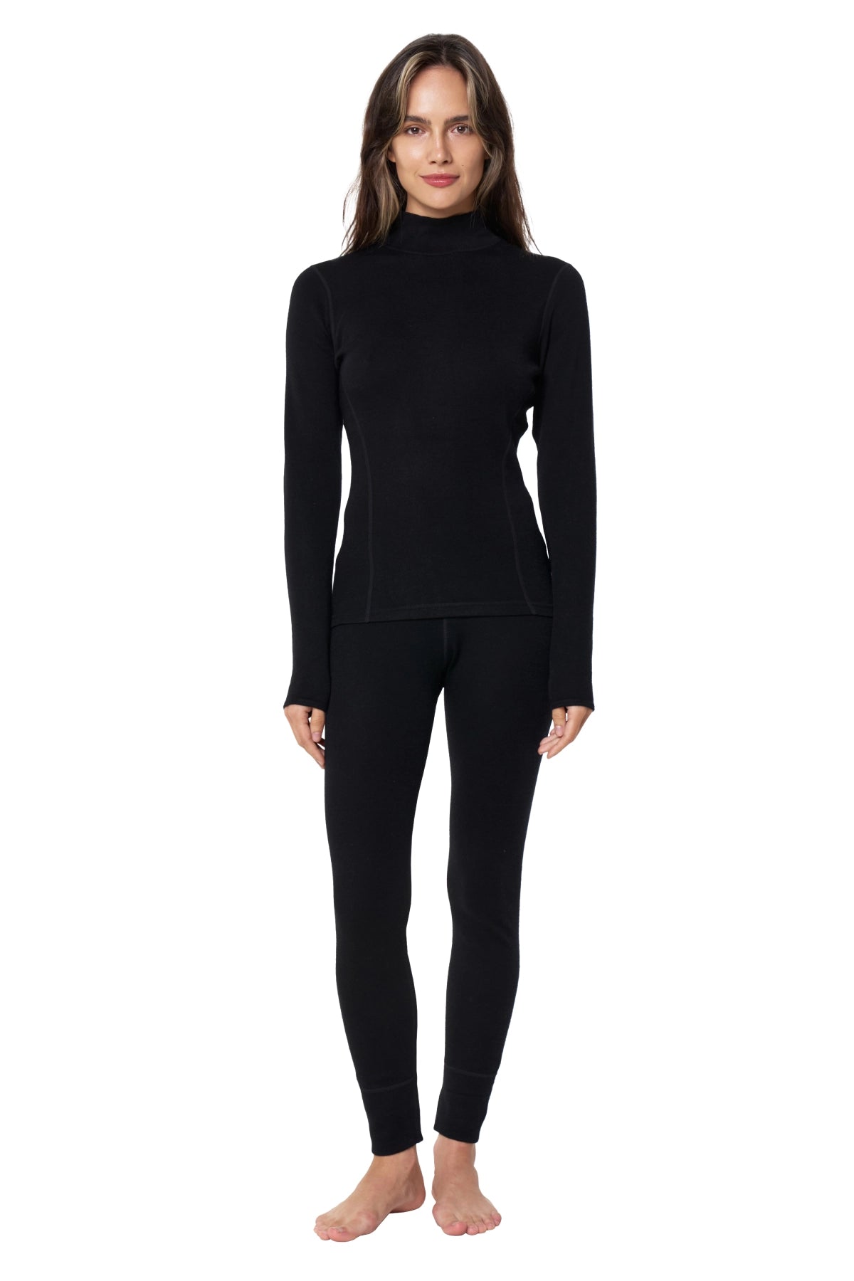 Women's Merino Turtleneck Thermal Set 250 Black Low Neck