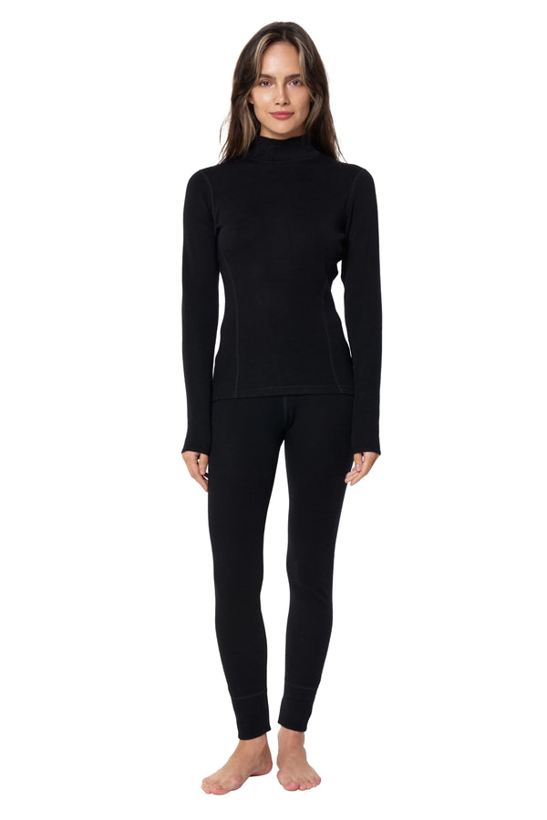 Women's Merino Turtleneck Thermal Set 250 Black Low Neck