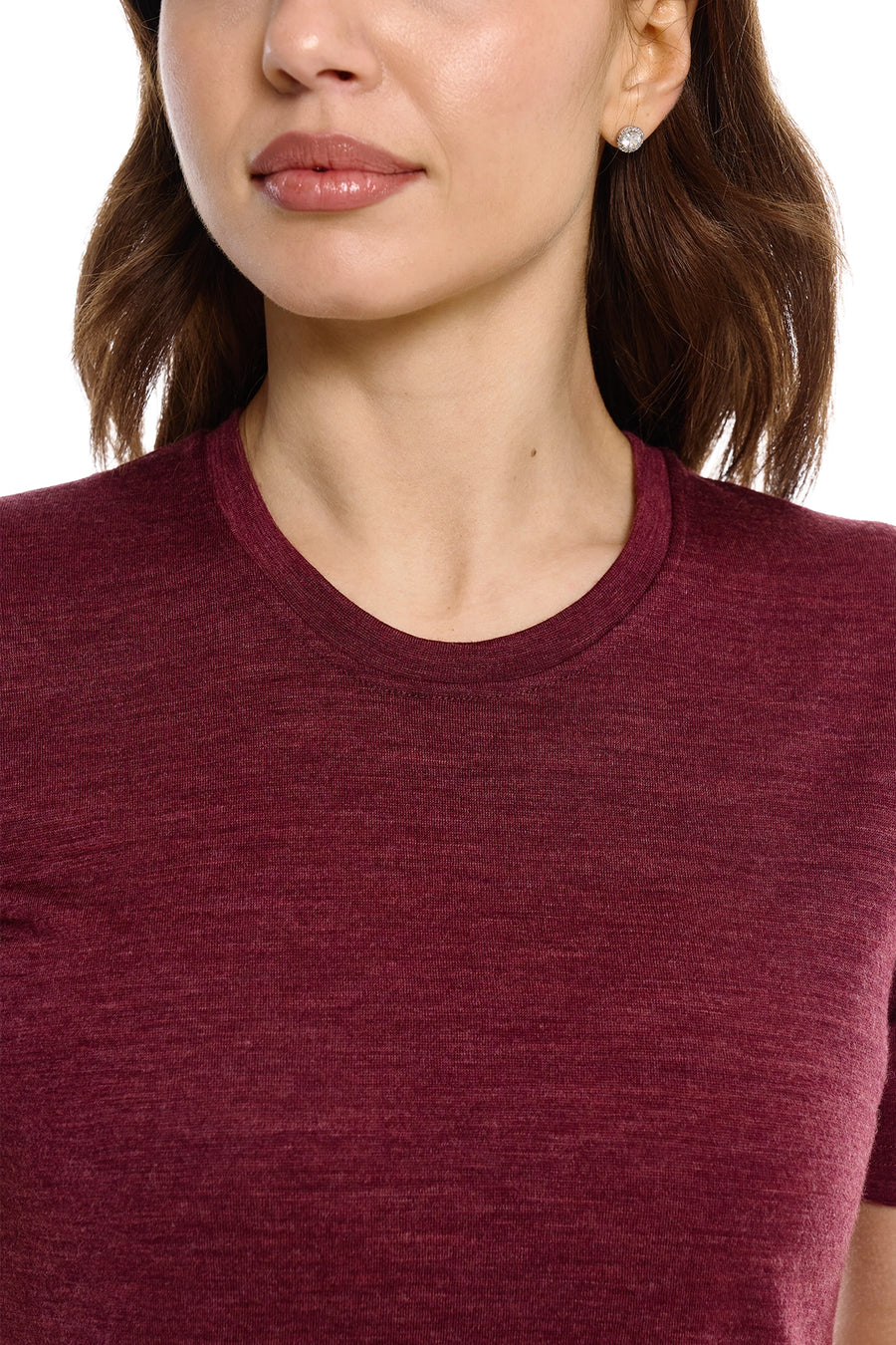 Women's Merino T-shirt 180 Burgundy Wine Crewneck — view 5