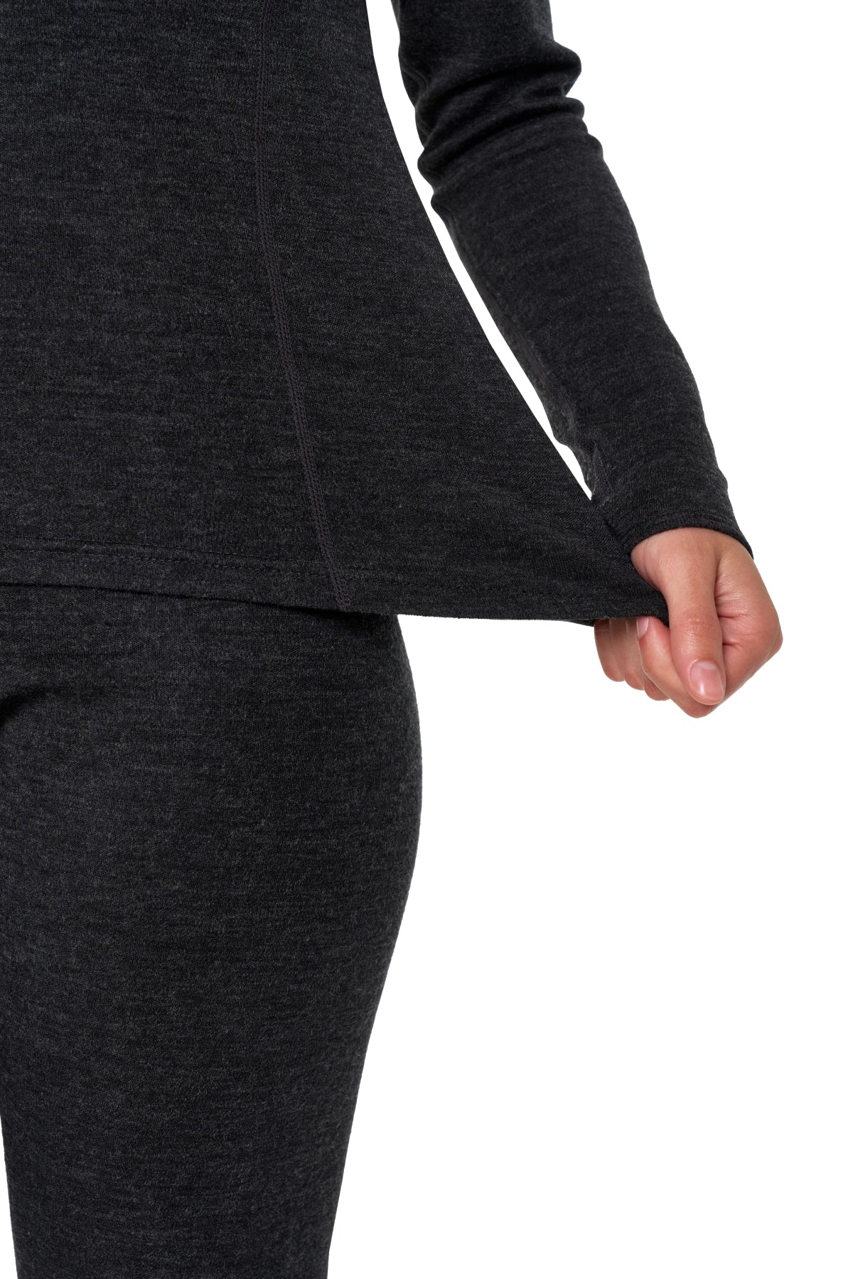 Women's Merino Turtleneck Thermal Set 250 Charcoal Grey High Neck — view 5