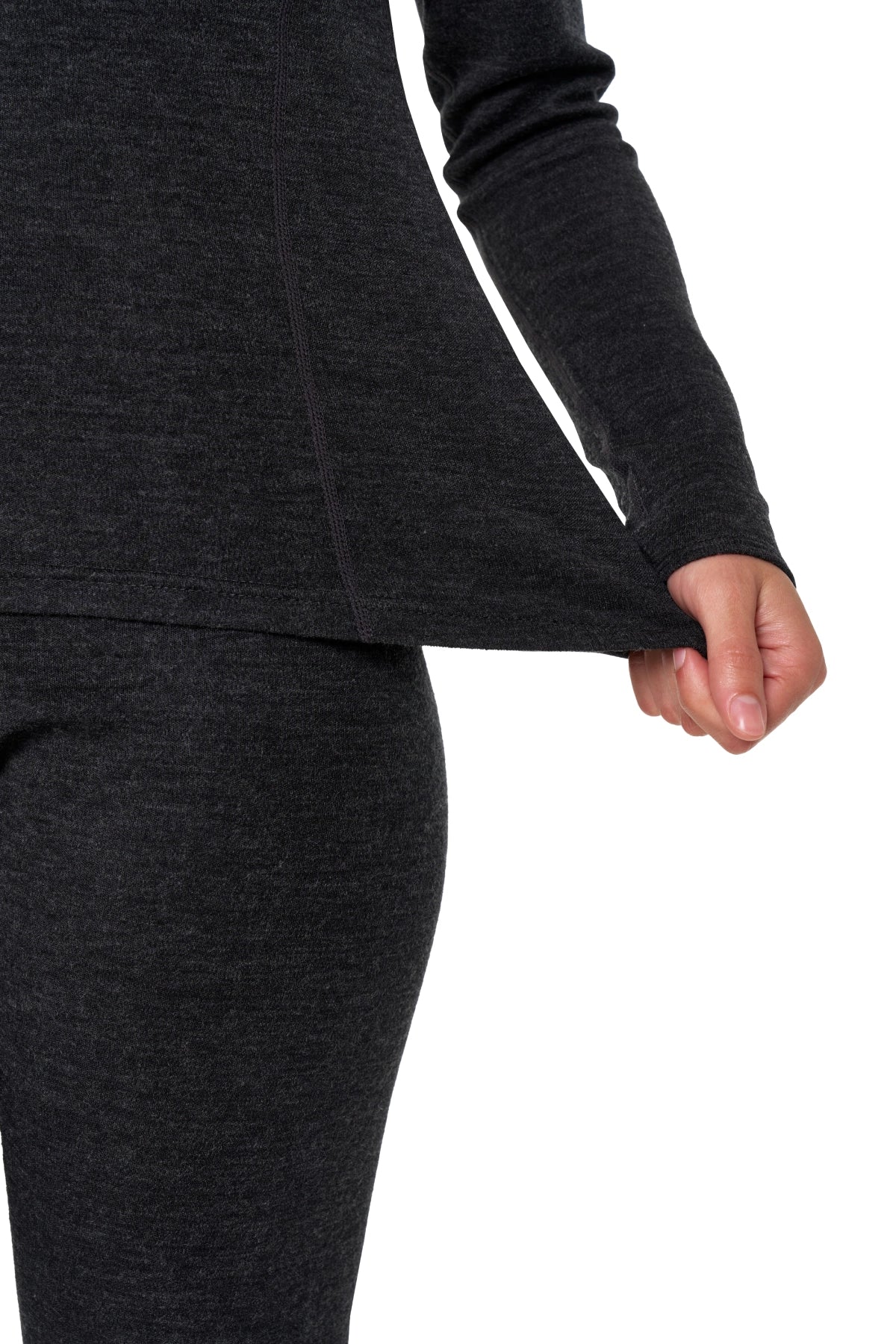 Women's Merino Turtleneck Thermal Set 250 Charcoal Grey Low Neck — view 5