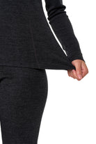 Women's Merino Turtleneck Thermal Set 250 Charcoal Grey Low Neck — view 5