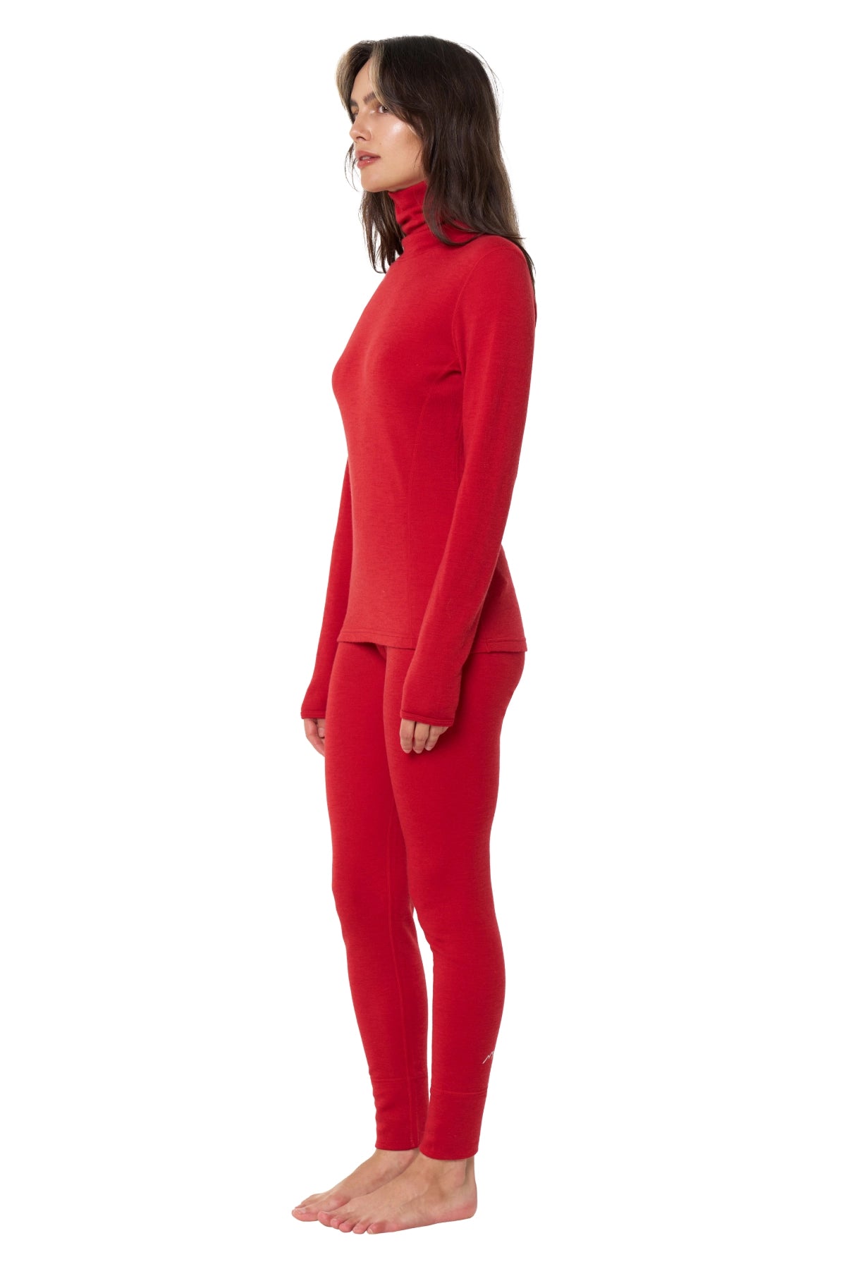 Women's Merino Turtleneck Thermal Set 250 Cherry Red High Neck — view 3