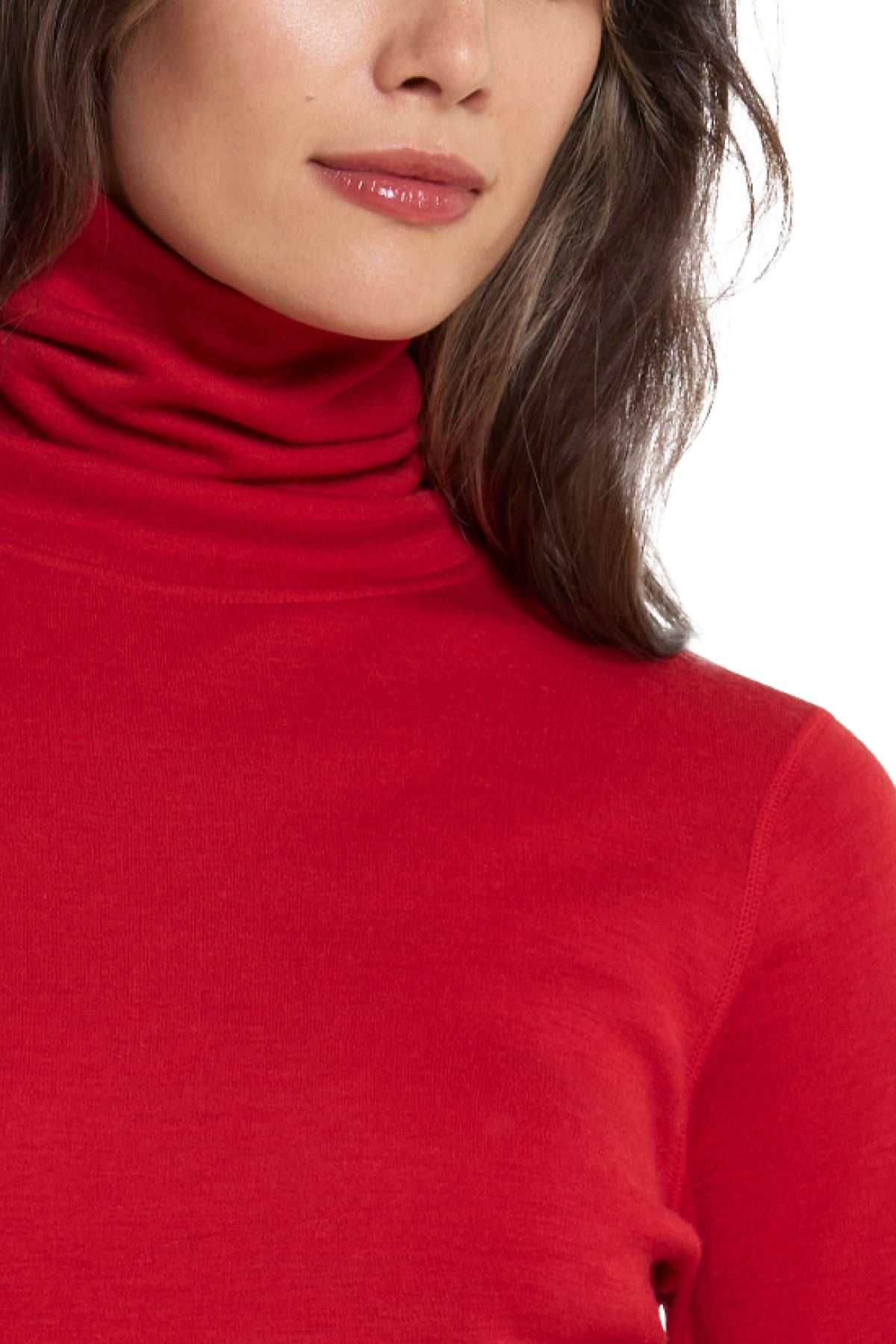 Women's Merino Turtleneck Thermal Set 250 Cherry Red High Neck — view 4