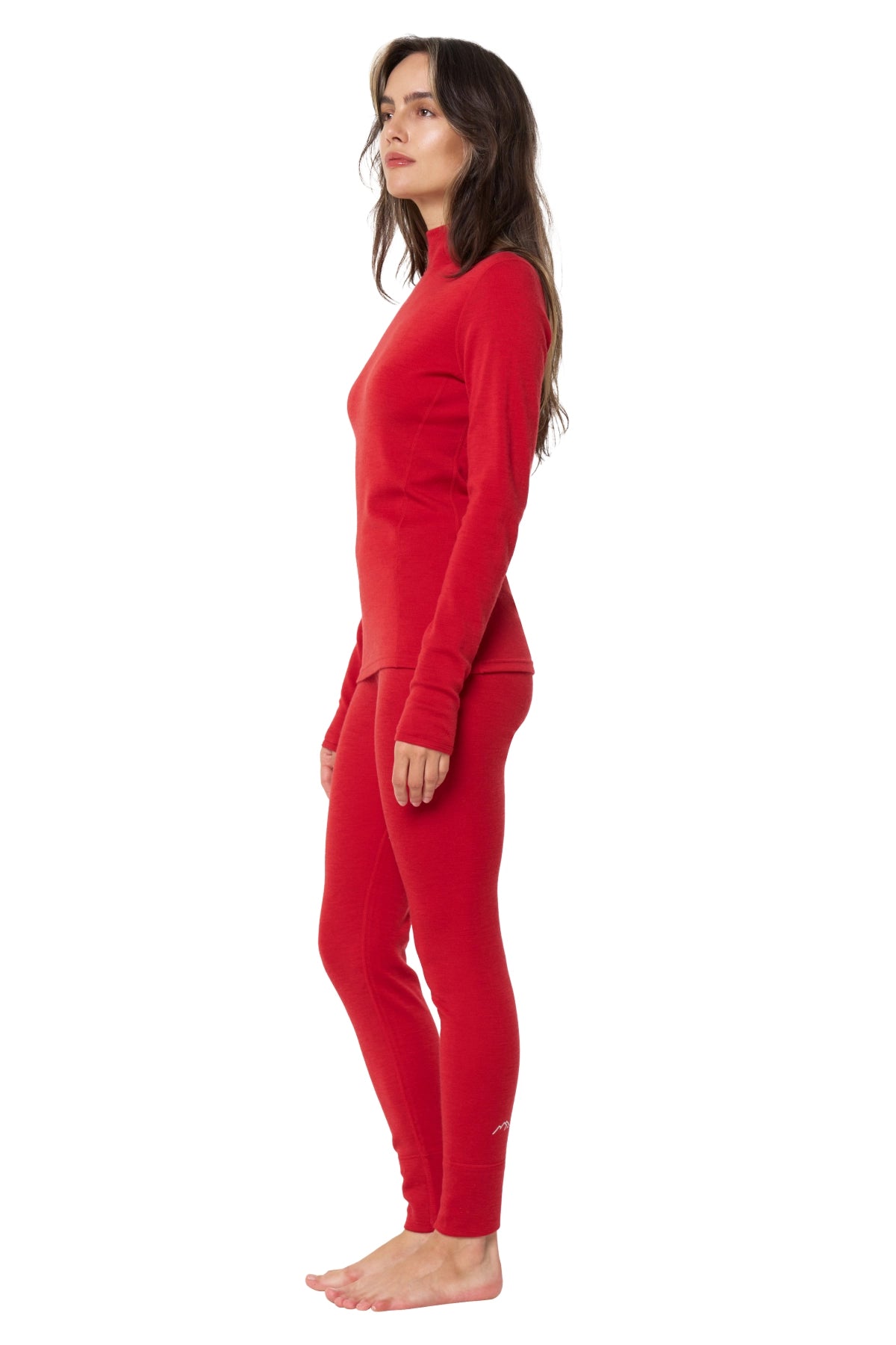 Women's Merino Turtleneck Thermal Set 250 Cherry Red Low Neck — view 3