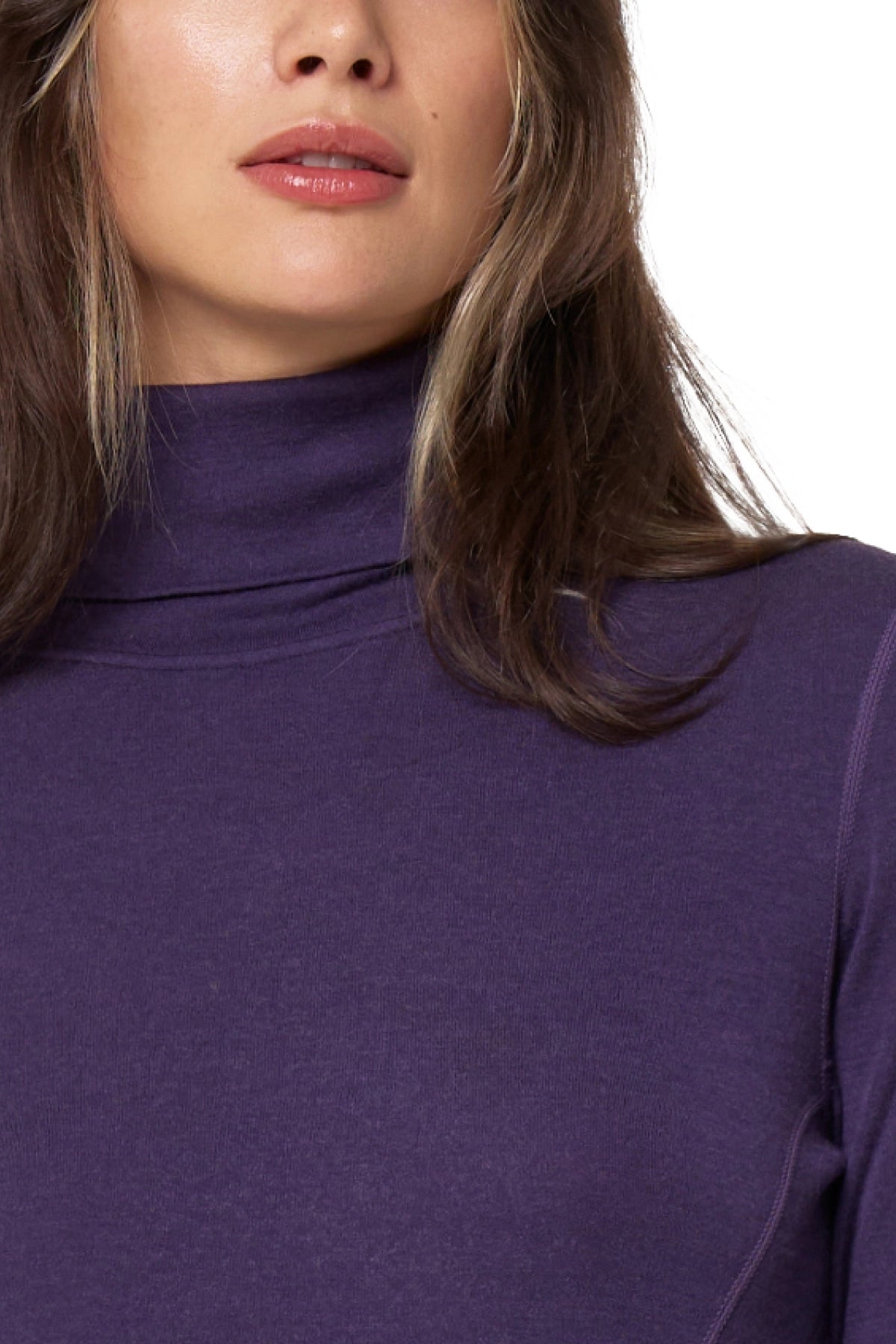 Women's Merino Turtleneck Thermal Set 250 Dark Purple High Neck — view 4