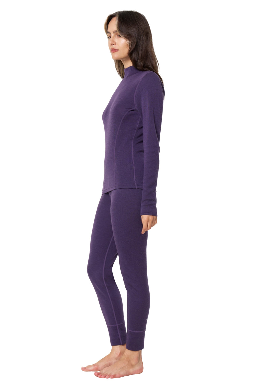 Women's Merino Turtleneck Thermal Set 250 Dark Purple Low Neck — view 3