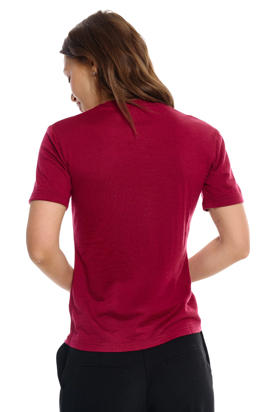 Women's Merino T-shirt 180 Dark Red Crewneck — view 2