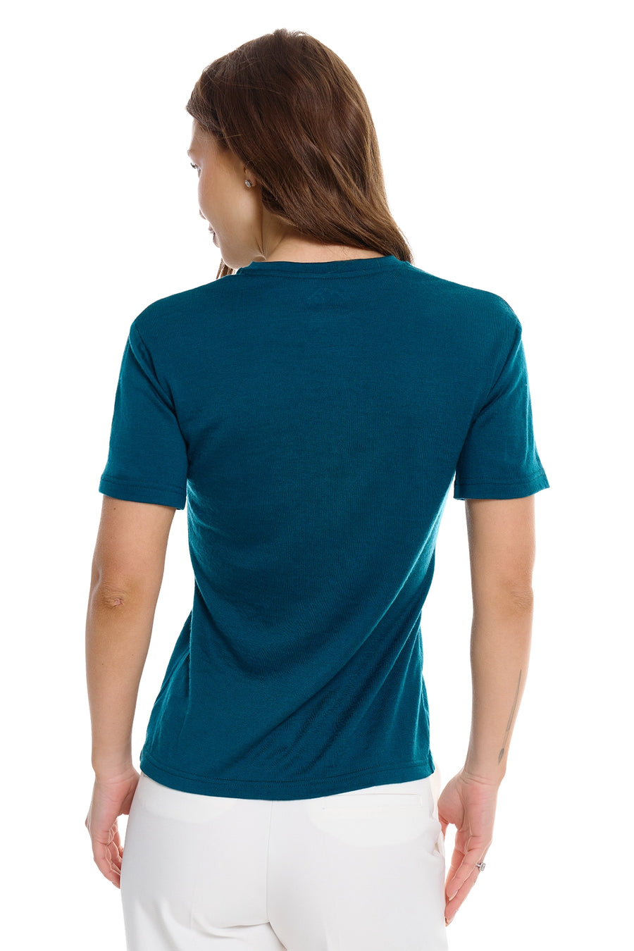 Women's Merino T-shirt 180 Dark Teal V-neck — view 4