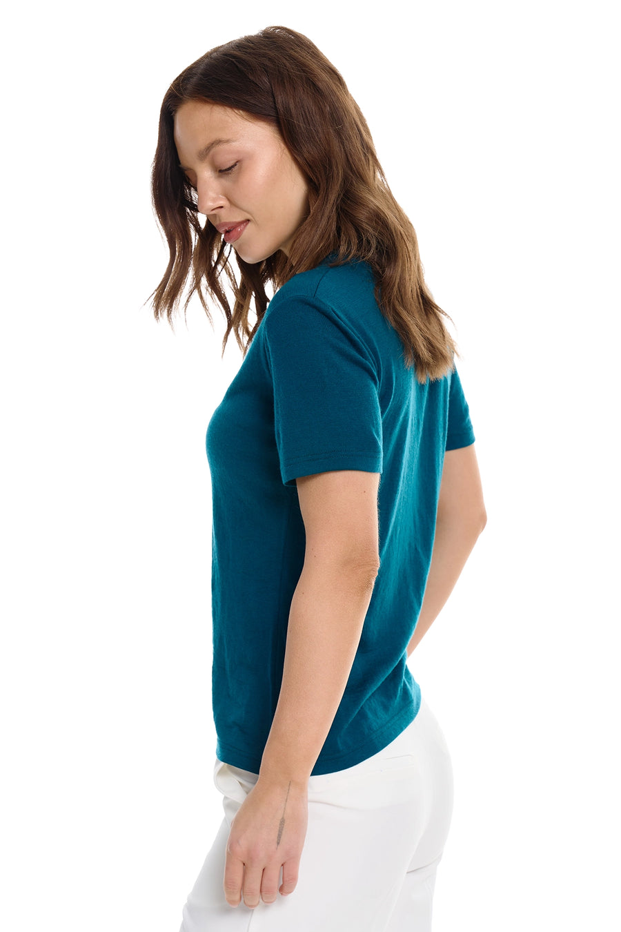 Women's Merino T-shirt 180 Dark Teal V-neck — view 3