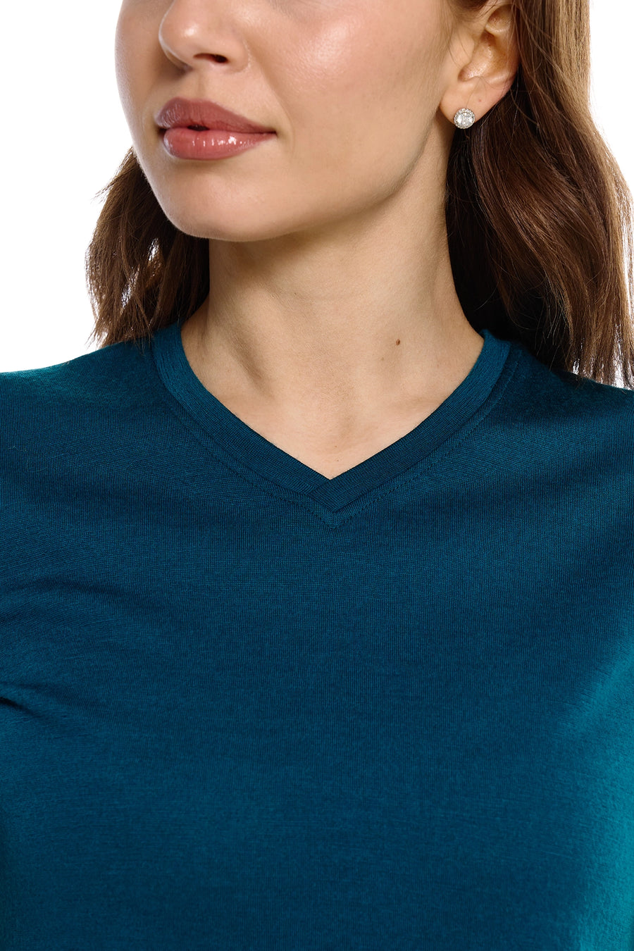 Women's Merino T-shirt 180 Dark Teal V-neck — view 5